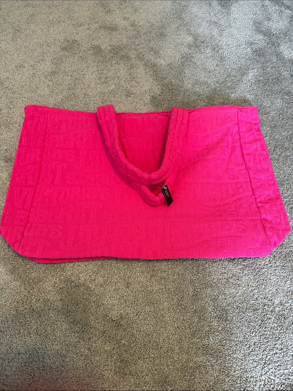 NWT Victoria’s Secret Hot Pink Terry Cloth Quilted Tote Beach Bag